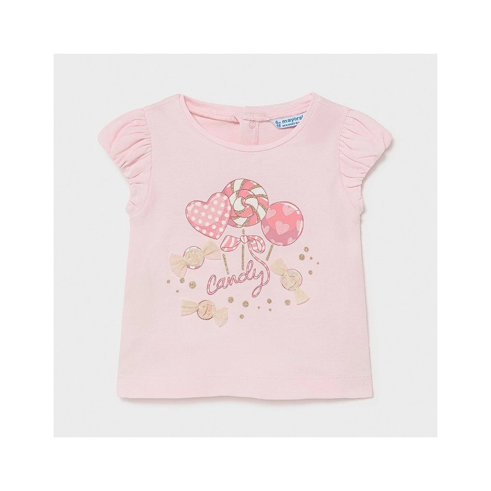 Size 9 months Mayoral Light Pink Candy Print Tee